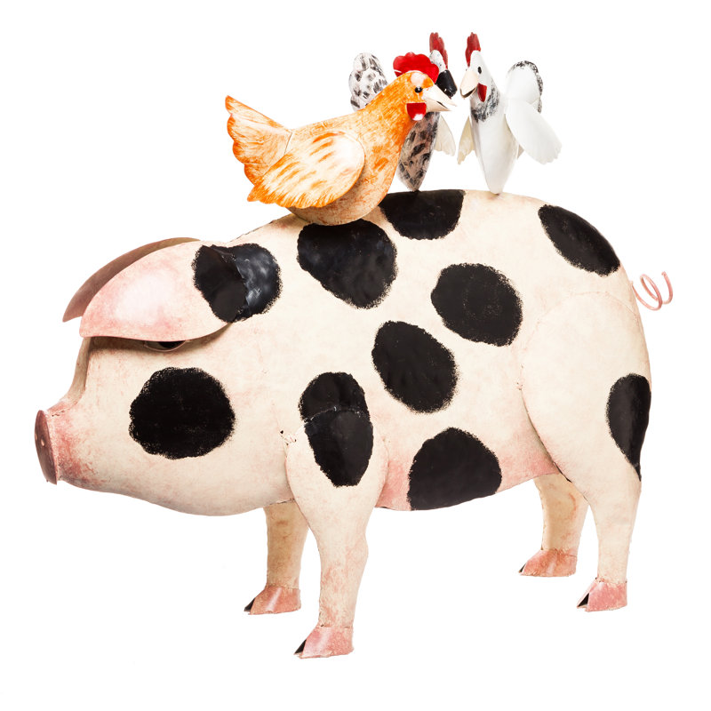 Ensemble de statue pour porcs grand fabriqué main avec poulets Rosenbloom