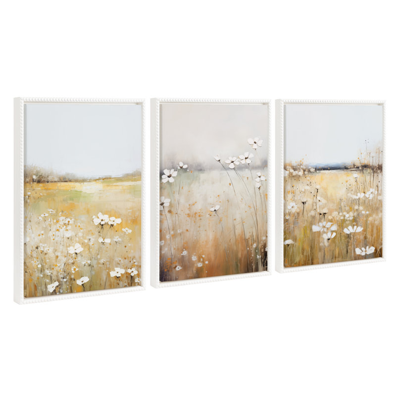 «Traditional Painterly Summer Meadows» par The Creative Bunch Studio, ensemble d'art mural sur toile encadrée