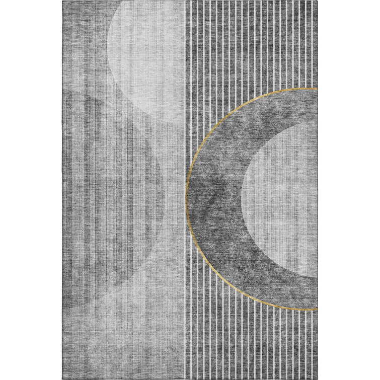 Premium Machine Washable Prisco Charcoal Rug