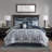 8 Piece Jacquard Comforter Set Navy/Silver King