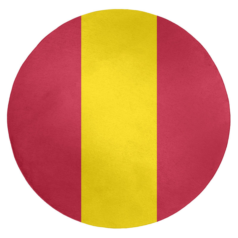 Tapis rouge rayé/jaune St Louis, Rond 5 pi