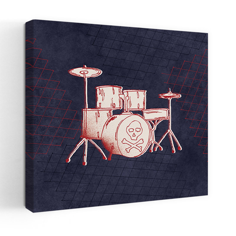 Rocker Drums, art abstrait rétro, H 32 po x l 32 po