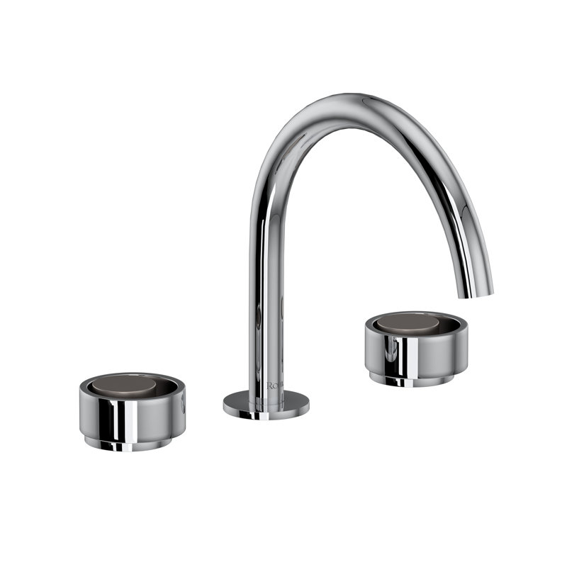 Eclissi Widespread Lavatory Faucet With C-Spout, Polished Chrome/Satin Nickel