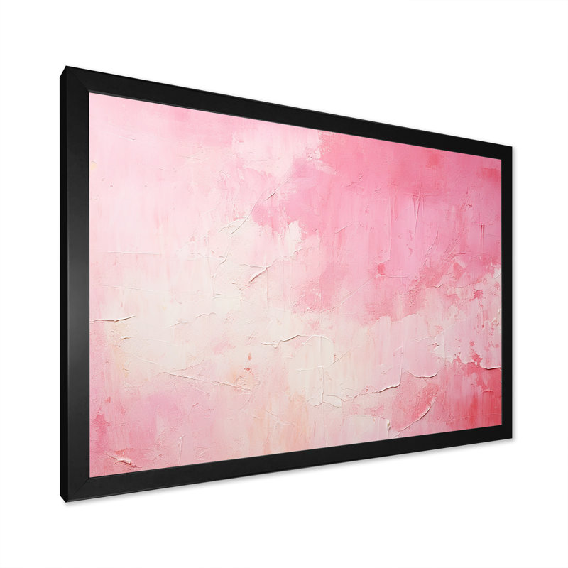 Or et rose, rivière abstraite minimale IV - Fuschia, art mural, Cadre simple noir, H 34 po x l 44 po x P 1,5 po