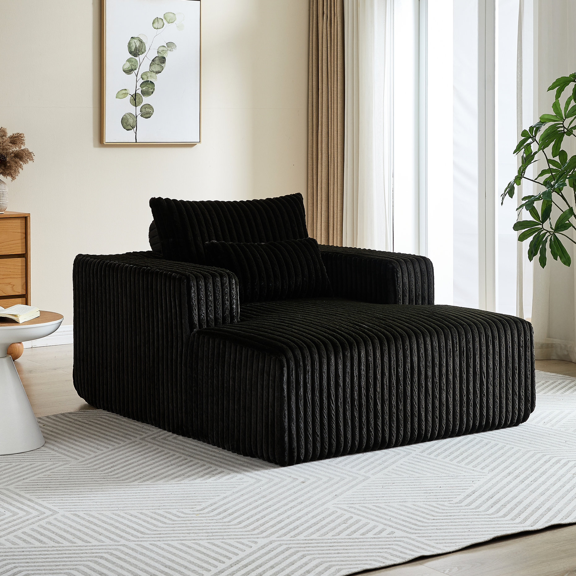 Mercer41 No Assembly Fluffy Corduroy Chair, For Bedroom Living Room ...