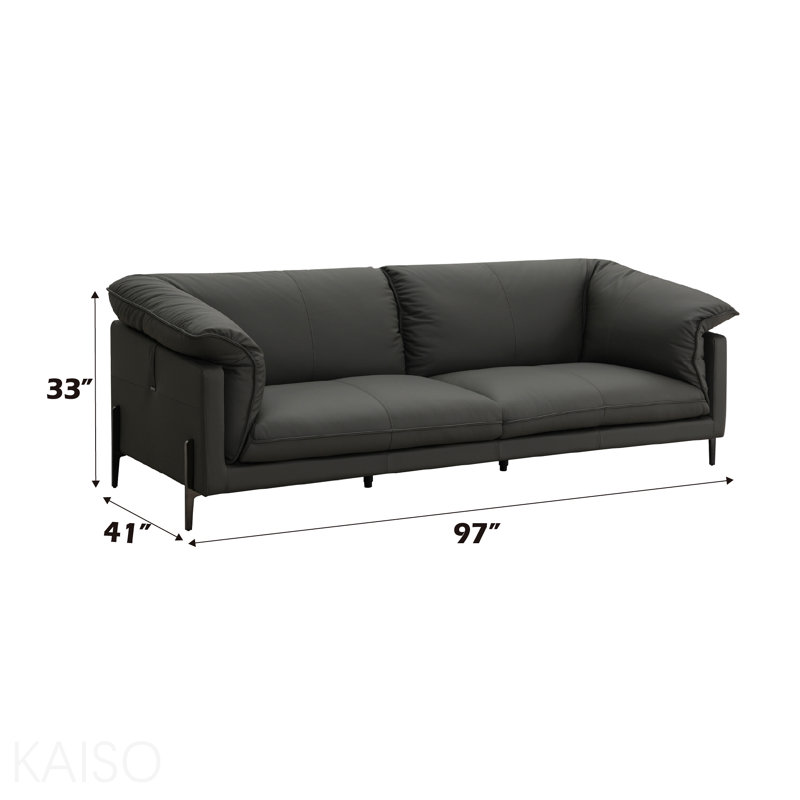 Black Top Grain Leather Sofa