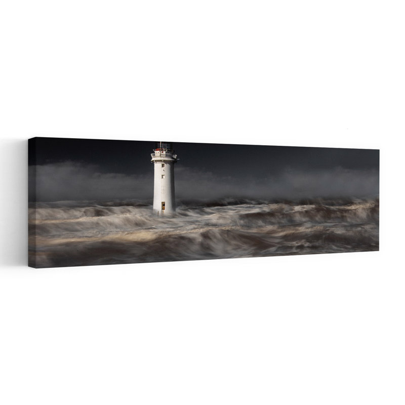Beacon in the Storm, art dramatique abstrait côtier, nature, H 60 po x l 20 po