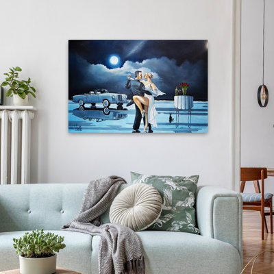 «Date Night III» - Figurative Cars Dance Moon Art