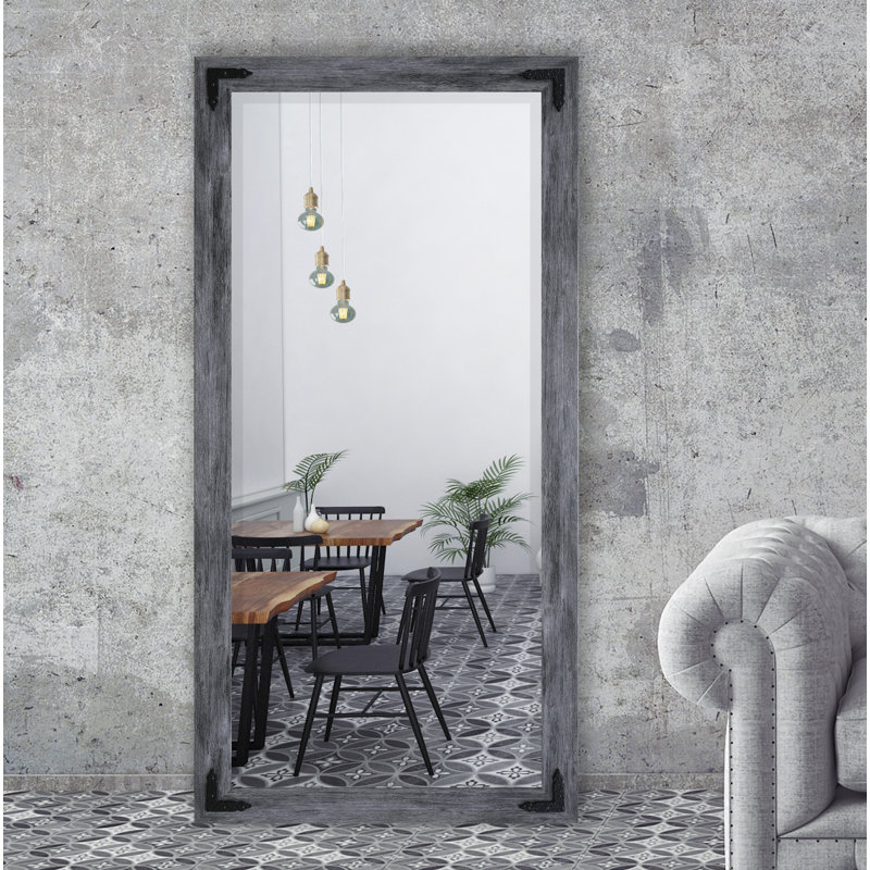 Miroir pleine grandeur biseauté, H 66 po x l 32 po, Gris