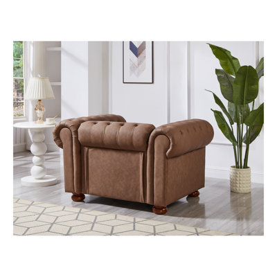 Fauteuil Chesterfield classique pour salon en similicuir