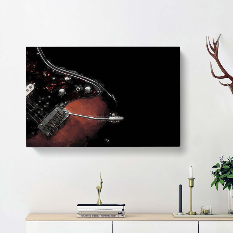 Electric Guitar In The Shadows In Abstract - Wrapped Canvas Print, 35cm H x 50cm W x 3cm D