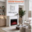 Foyer électrique autoportant à flamme DEL 12 couleurs de 54 pouces avec manteau, thermostat et minuterie réglables-309249476