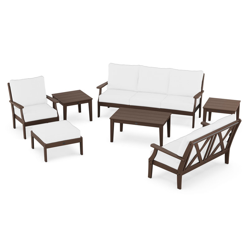 Braxton 7-Piece Deep Seating Set, Natural, Mahogany