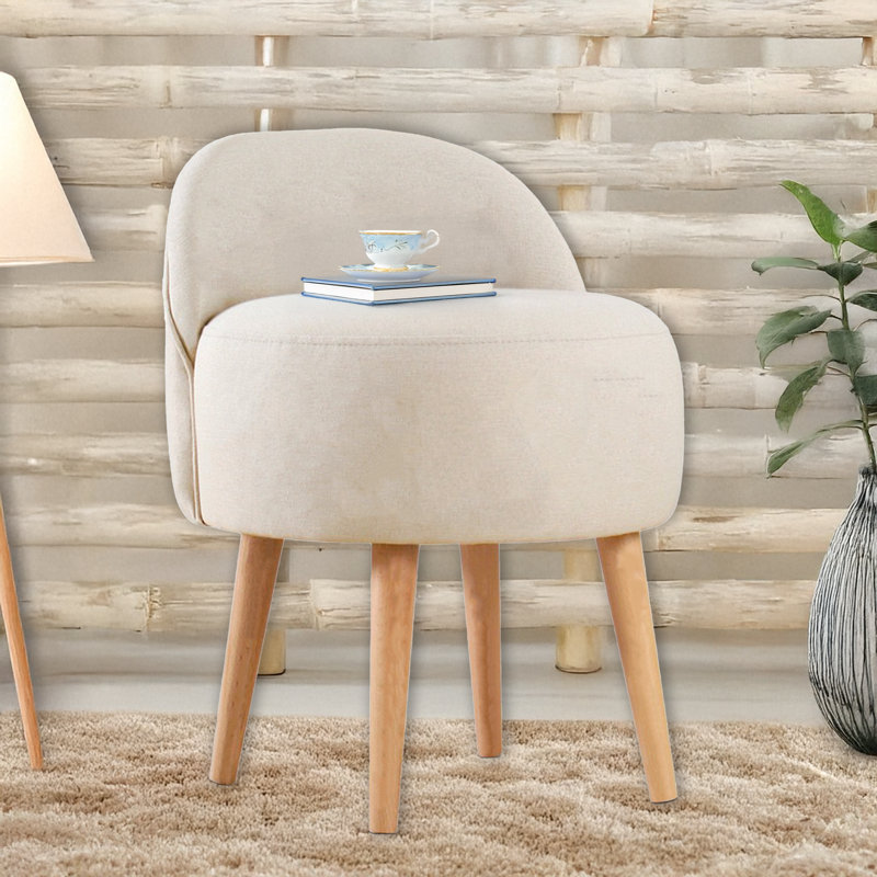 Round Orthopedic Sponge Ottoman With Wooden Legs