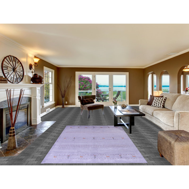 Violet Wool Gabbeh Oriental Area Rug 5x8