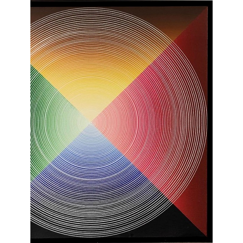 Color Pyramid Vibration Acrylic Painting by Ghanshyam Gupta – 18" x 18" Abstract Geometric Canvas Art with Vibrant Concentric Circles for Modern Home Décor