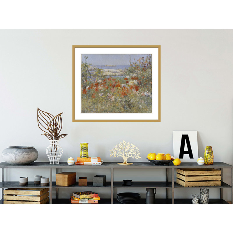 «Celes Thaxter's Garden Isles of Shoals Maine» par Childe Hassam, impression giclée encadrée, H 33,5 po x l 38,64 po