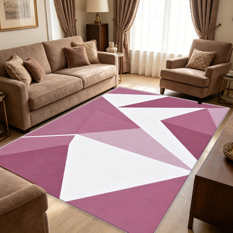 Pink Geometric carpet-easy to clean, machine-washable, soft and comfortable; suitable for door mats, kitchens, living rooms, bedrooms, corridors, and laundry areas. Easy to clean, durable carpet for home decoration.
