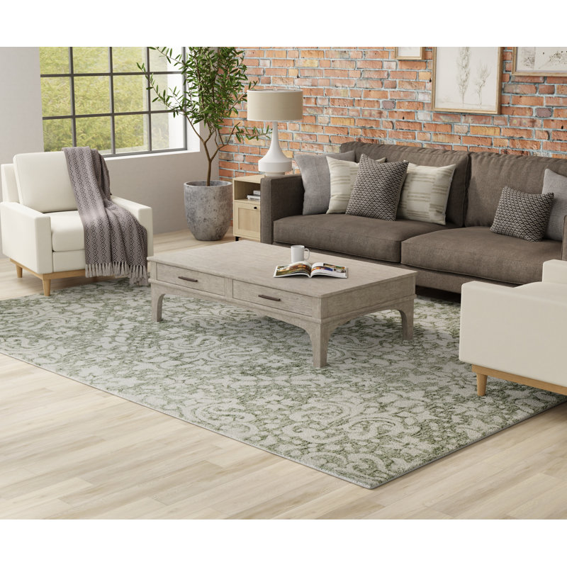 Brockington Traditional Floral & Botanical Ivory Area Rug, Square 1'6"