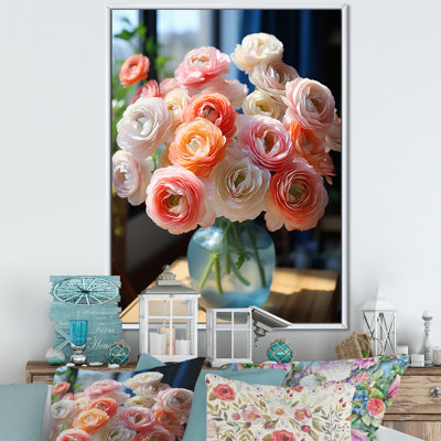 Pink Ranunculus Romantic Impression - Floral & Botanical Canvas Wall Art
