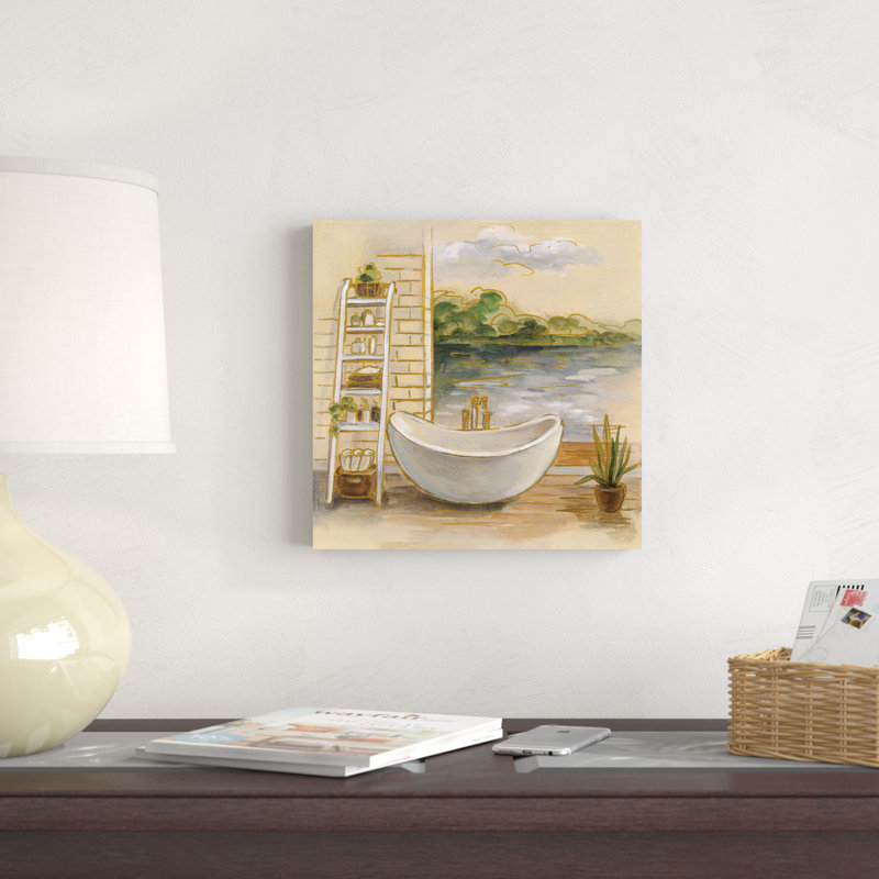 «Spa By The Lake II» par - reproduction d'art sur toile tendue, H 12 po x l 12 po