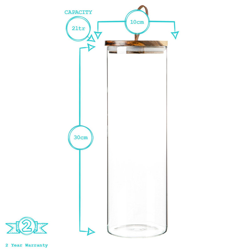 Argon Tableware - Glass Storage Jars with Wooden Lids - Leather Loop