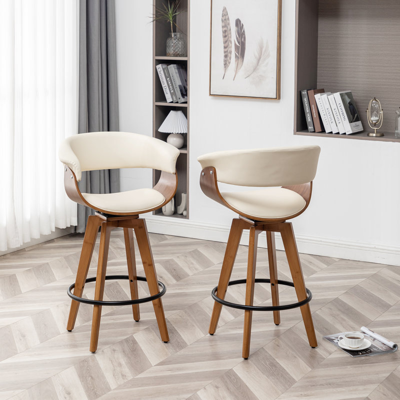 Joeanne Faux Leather Swivel 26'' Counter Stool (Set of 2)