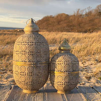 2 PIece Chubby Oasis Candle Lantern Set