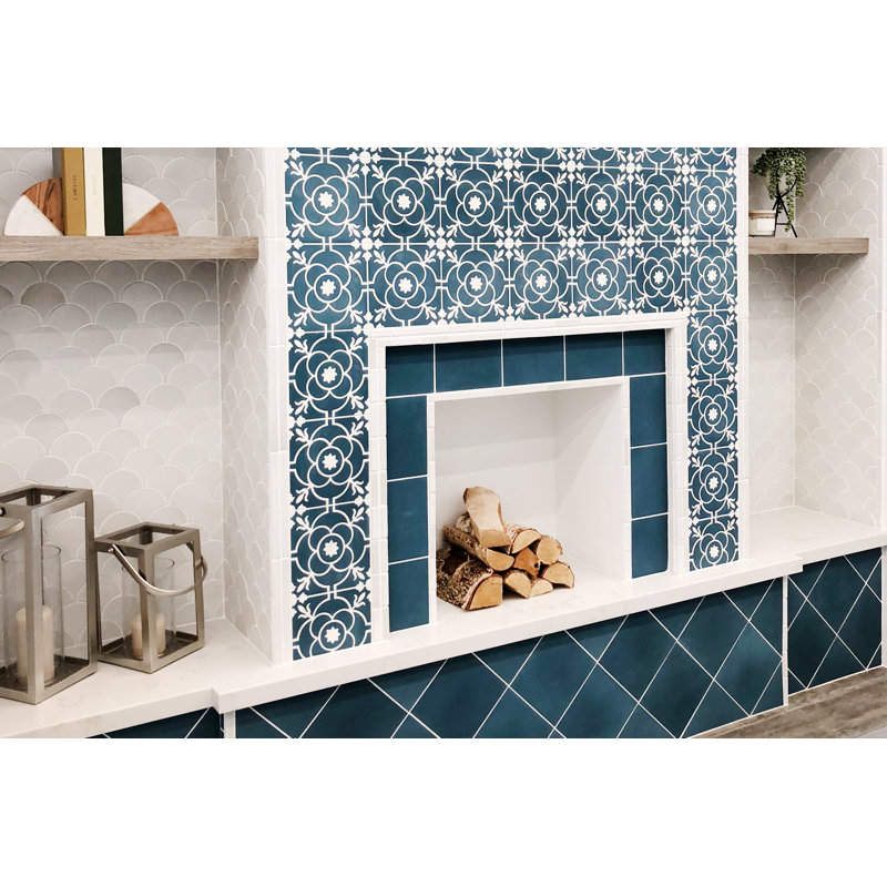 Remy 8" x 8" Cement Spanish Wall & Floor Tile, Fog