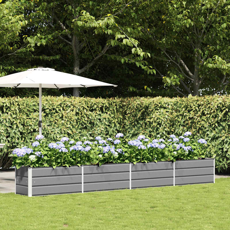 Planter Galvanised Steel, Light Grey, 45cm H x 385cm W x 50cm D