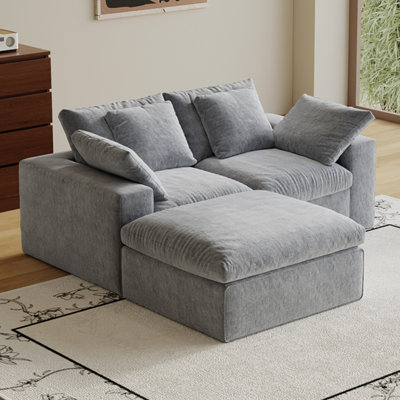 3 - Seats Modular Sectional , Gray Comfy Sleeper Compressed For Living Room, Couch With , Modern Minimalist Style Using 33d High Density Sponge