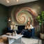 Décoration murale amovible en forme de spirale sombre et sombre Vortex-1778530245-1778530246