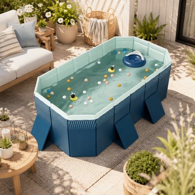 2.1m PVC folding pool (not inflatable) bathes and cools in summer, suitable for outdoor patio beach garden