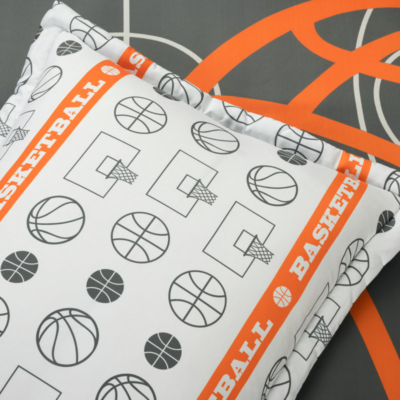 Édredon de basketball réversible surdimensionné gris anthracite, Gris anthracite, Double