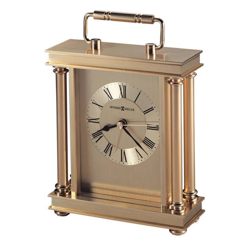 Howard Miller Gold Brass Table Clock with Quartz Movement