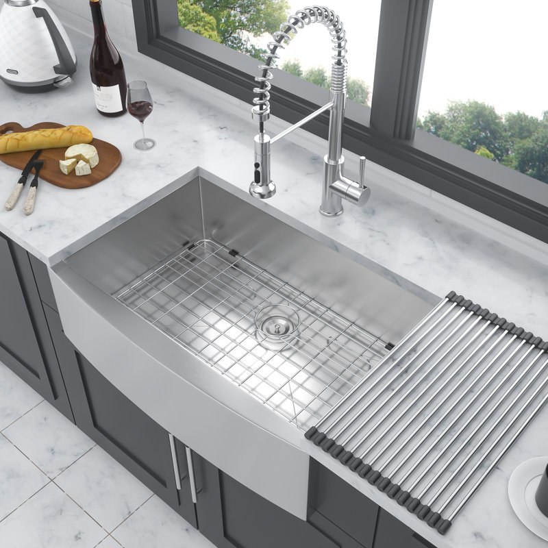 33" Kitchen Sink Stainless Steel 18 Gauge - Design, , With Sound Absorbing Pad Gauge, Scratch- Finish, Condensation