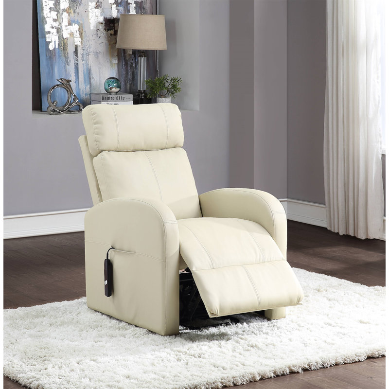 Fauteuil inclinable électrique en cuir synthétique Ricardo, Similicuir beige