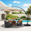 Parasol en porte-à-faux décalé en aluminium pour terrasse 11 pi Yoko-580637613