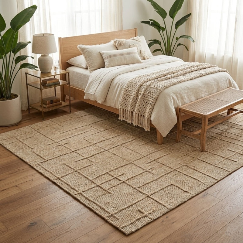 Airicka Handmade Flatweave Jute/Wool Blend Indoor Area Rug, Rectangle 5' x 7'9"