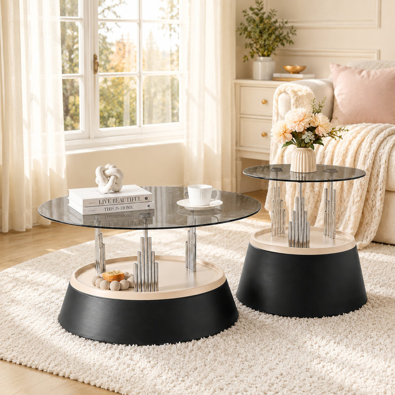 Ensemble de 2 tables basses gigognes et tables de bout Glam