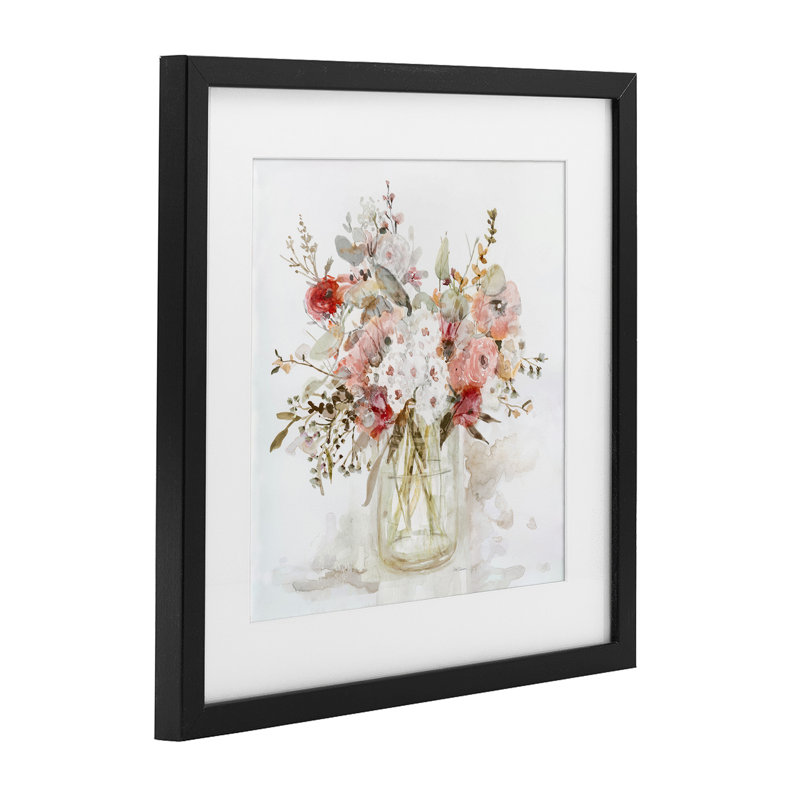 «Soft Blush Botanical Bouquet», reproduction encadrée sous verre, design par Carol Robinson, H 16 po x l 16 po