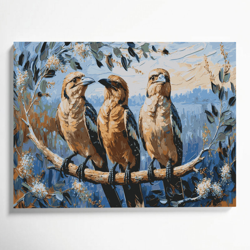 «Birds Laughing Kookaburra», art mural sur toile grise, H 8 po x l 10 po