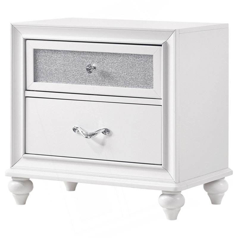 Table de chevet 2 tiroirs Barzini - blanc
