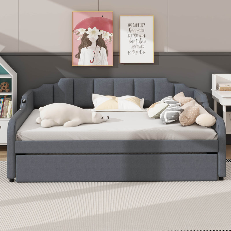 Upholstered Daybed with Trundle Bed