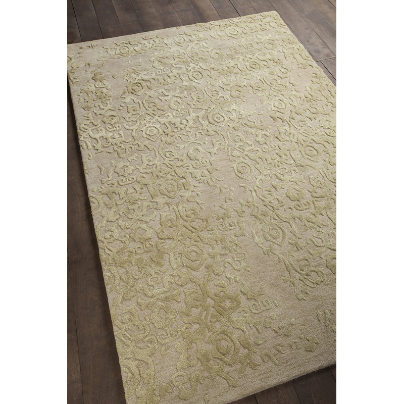 Tapis ivoire/jaune touffeté à la main Boothby, 7 pi 9 po X 10 pi 6 po