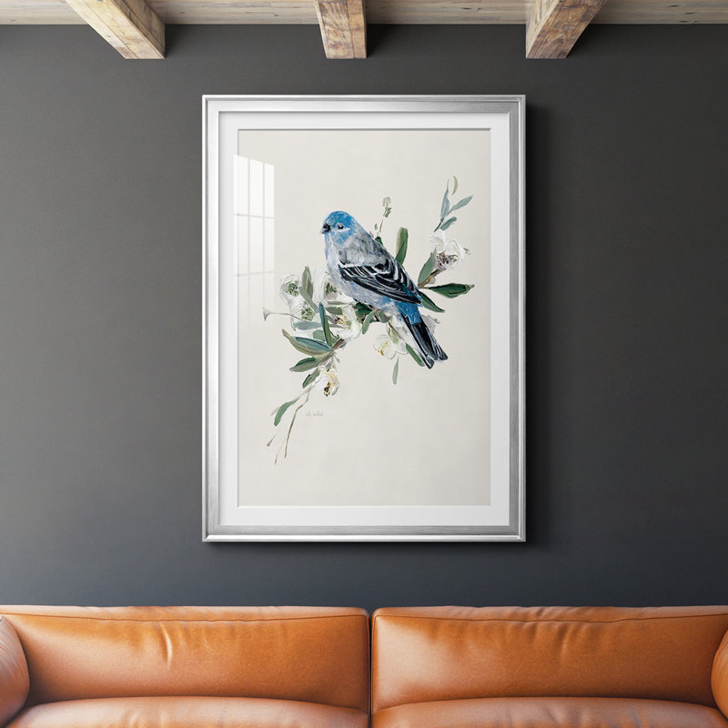 «Bluebird Happy II», reproduction encadrée de qualité supérieure - prête à être accrochée, Argent