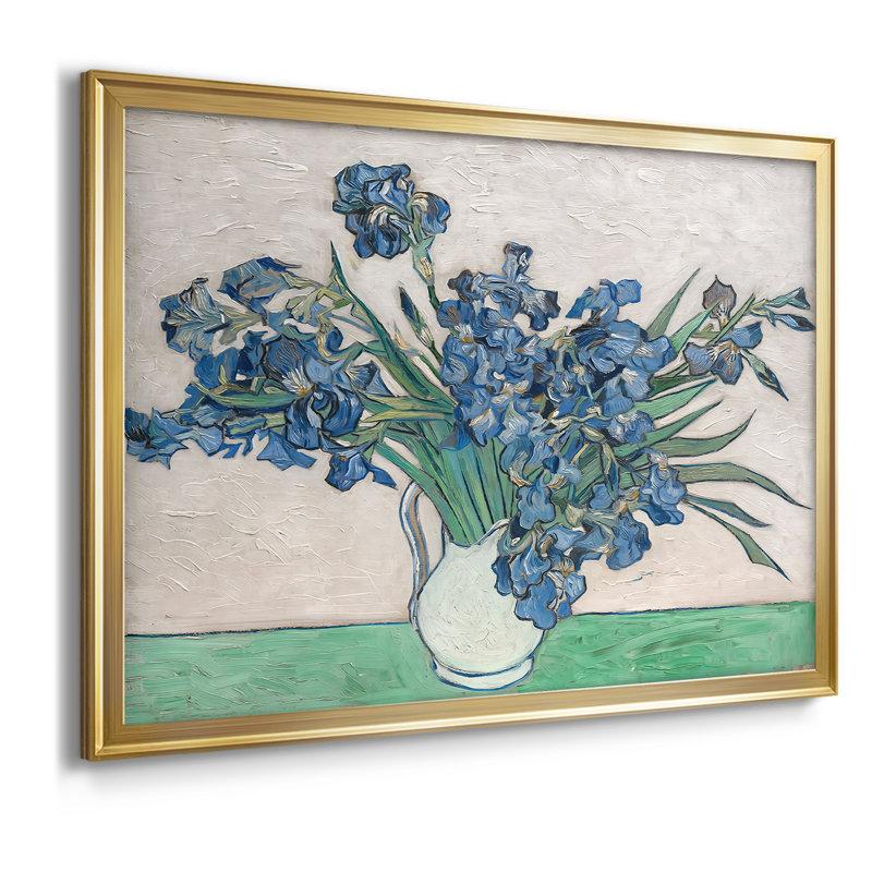 Irises - Vincent van Gogh - Toile tendue avec châssis, 1890, Toile avec cadre, 30 x 5 x 42,5, Or