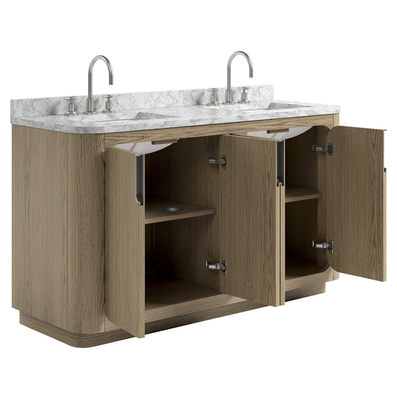 Corbin 30" Freestanding Single Bathroom Vanity with Carrara Marble Top, Ebony Oak, 60" W, Carrara Marble