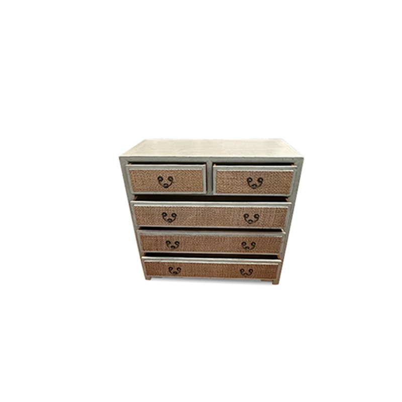 Commode 5 tiroirs en rotin