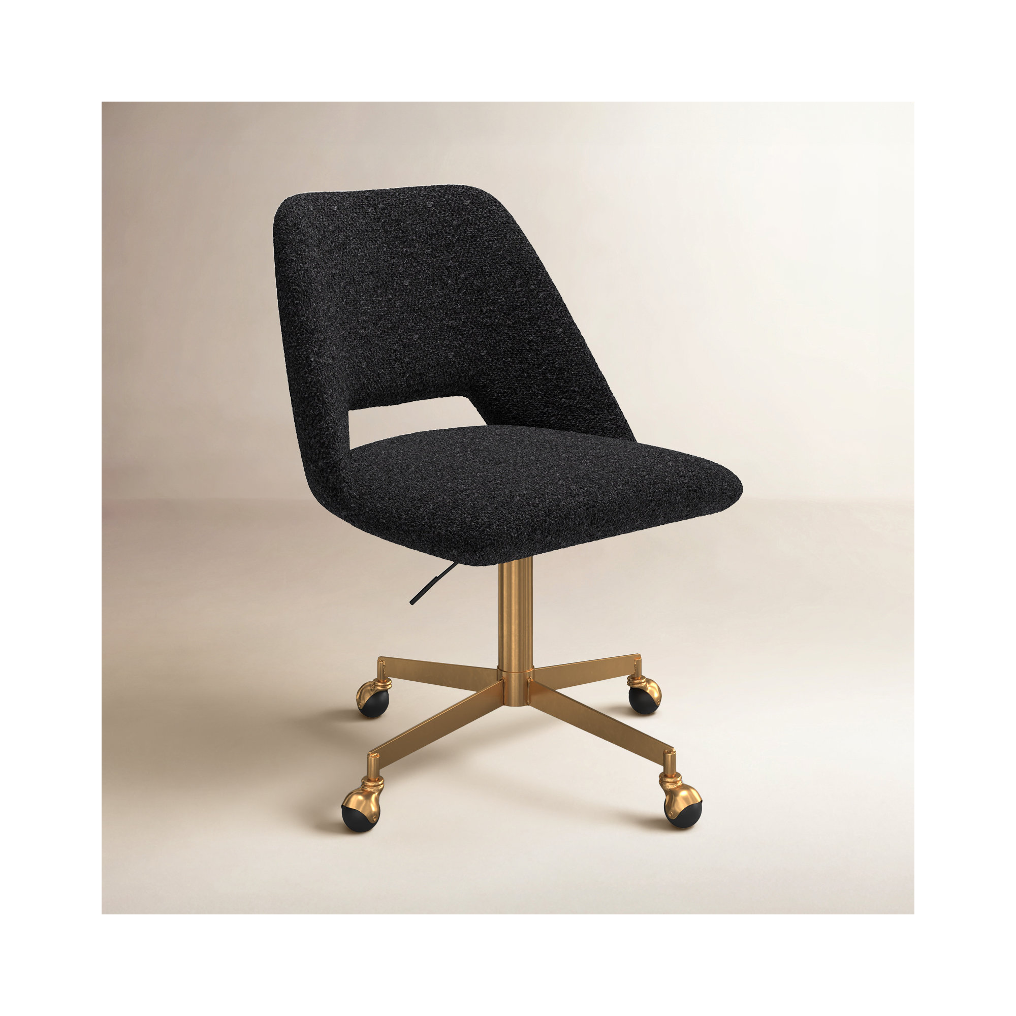 Borrego Swivel Office Chair, Black Boucle